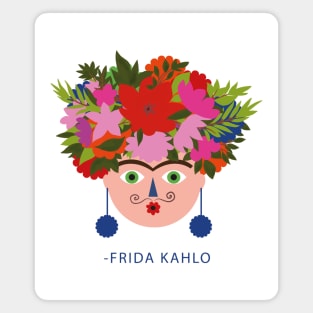 Cute colorful summer flowers frida kahlo feminist viva la vida women rights Magnet